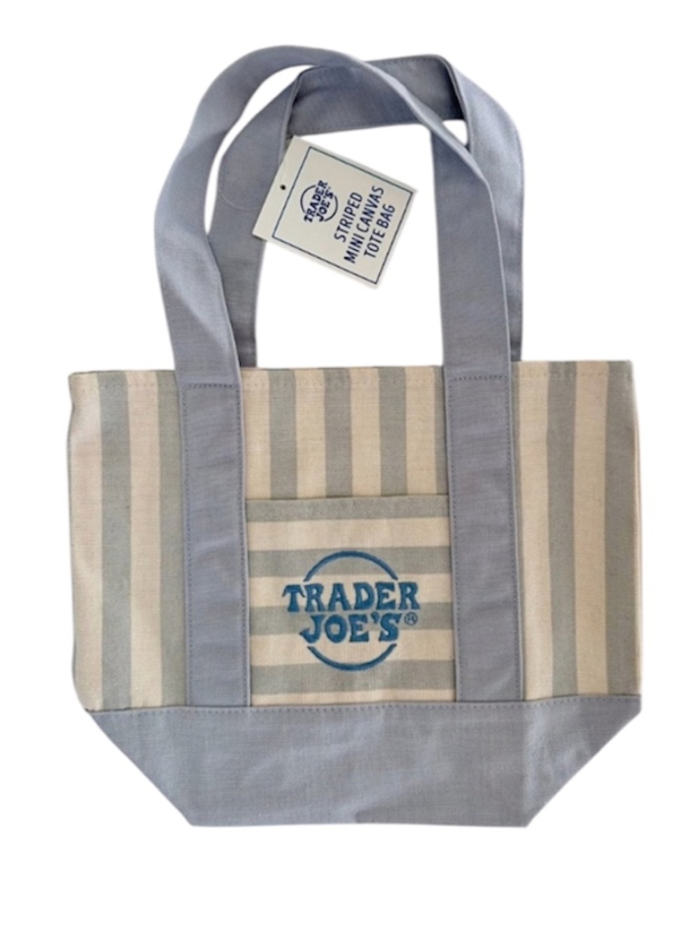 Limited Edition! Trader Joe’s Blue Stripes Canvas Mini Tote Bag Summer 2026 NWT!